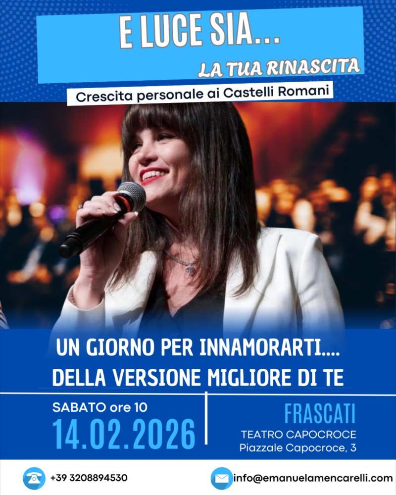 Locandina evento «E luce sia... la tua rinascita» ai Castelli Romani
